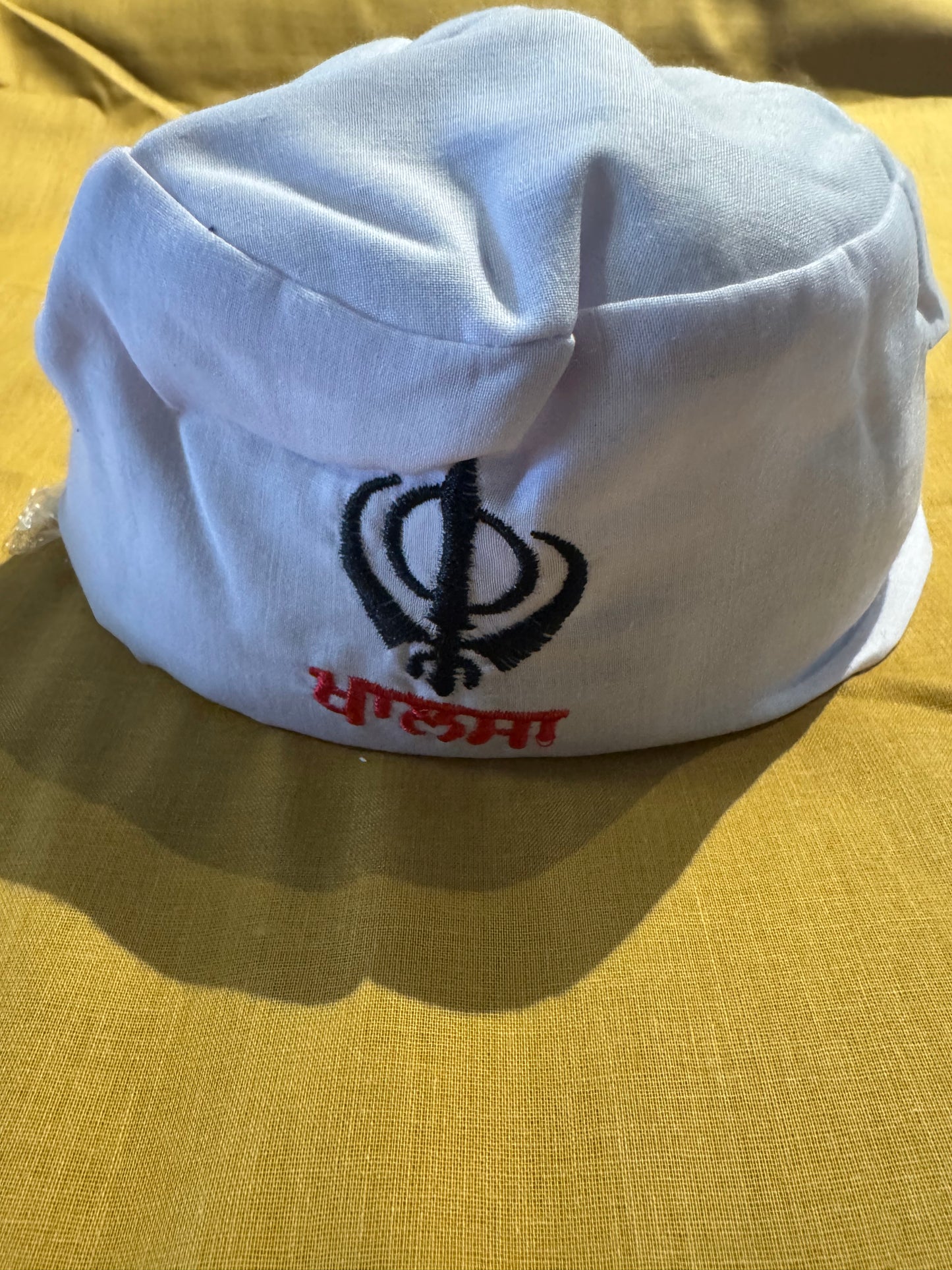 Round patka with Khanda( cotton) white - 2 strings