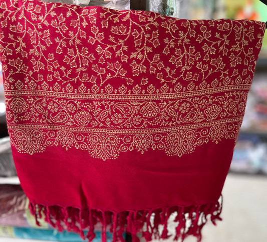 Red self print shawl (7)