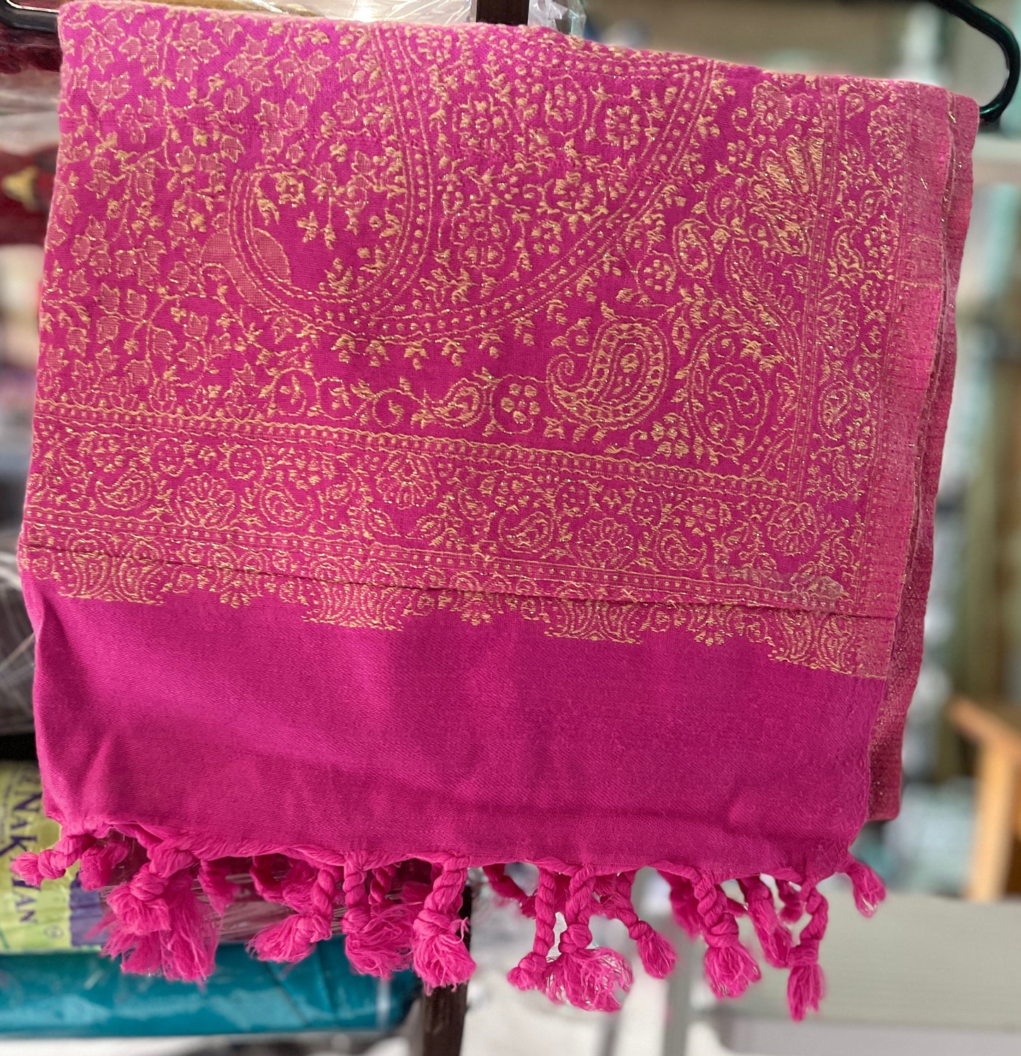 Dark pink self print shawl (6)