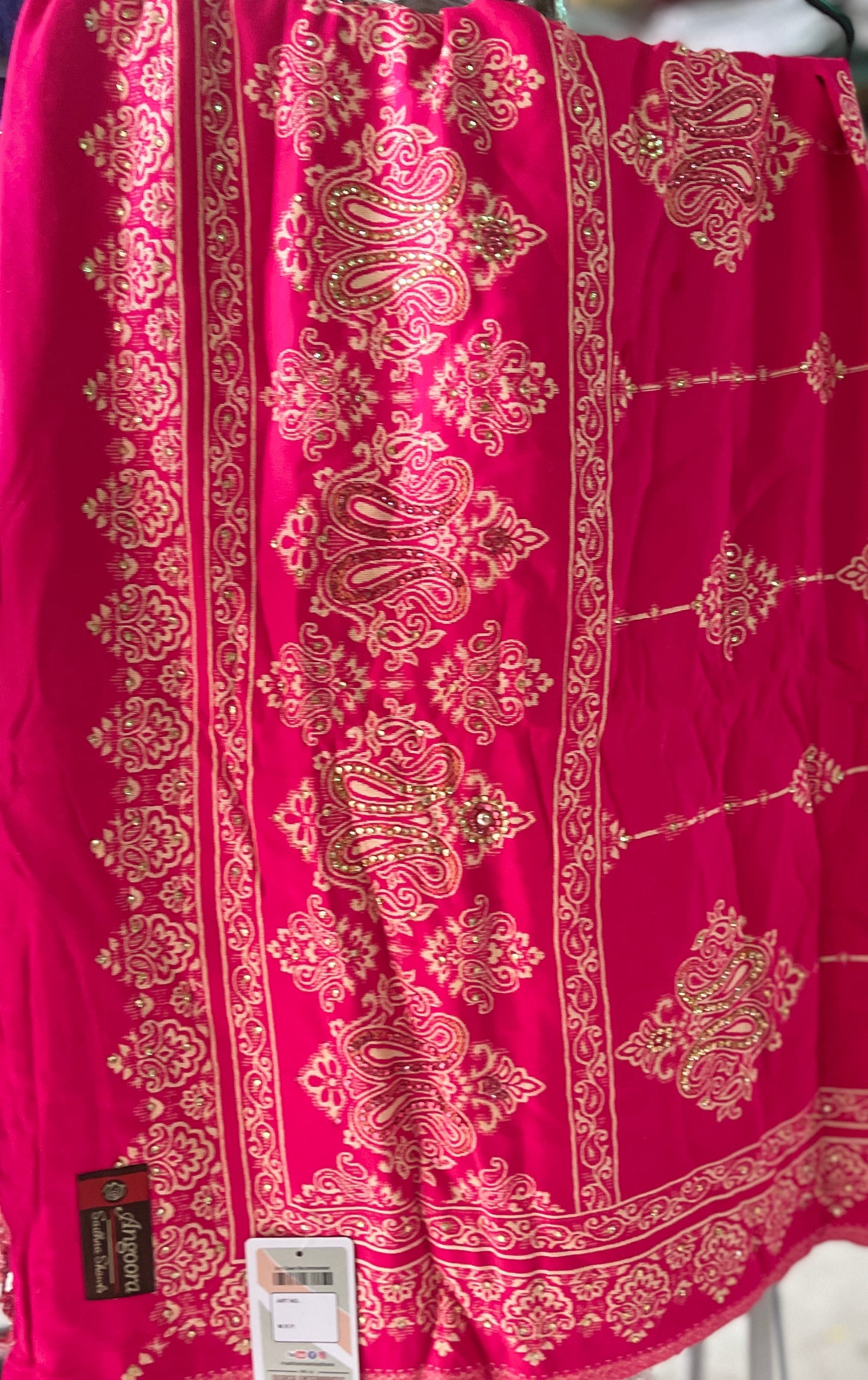 Magenta color self design with handwork (9)