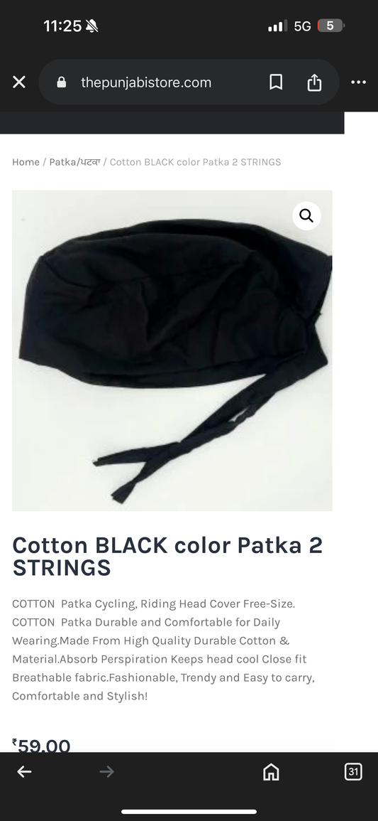 Cotton Round patka Black